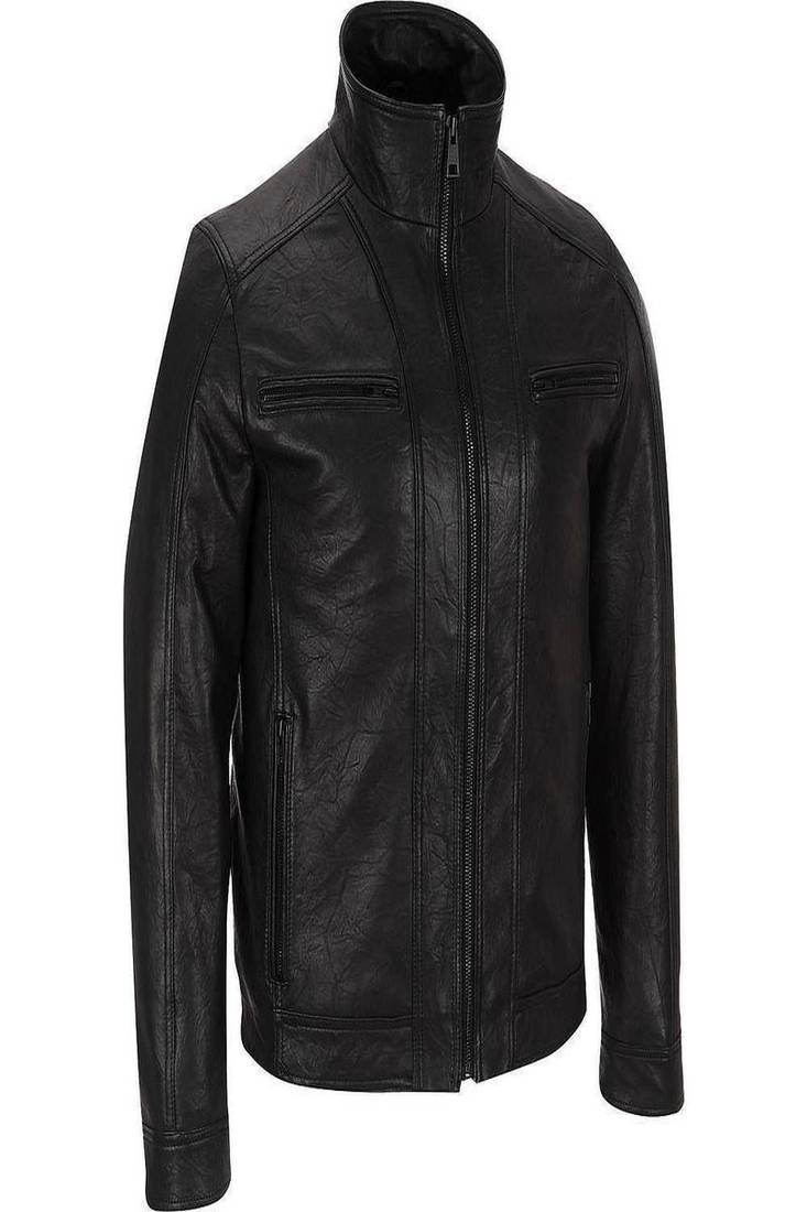 Men's black genuine lambskin leather motorcycle jacket slim fit designer men biker jacket-l201
