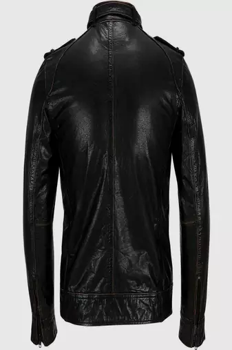 Men's black genuine lambskin leather motorcycle jacket slim fit designer men biker jacket-l202