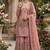 Designer pink silk kurta set with heavy floral embroidery & sharara