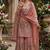 Designer pink silk kurta set with heavy floral embroidery & sharara