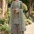 Designer sky silk kurta set with heavy floral embroidery & sharara