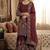 Designer maroon silk kurta set with heavy floral embroidery & sharara