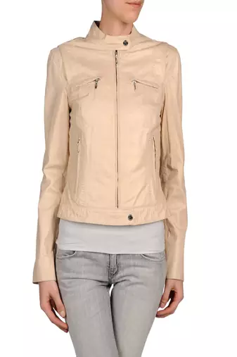 Women's 100% lambskin beige leather jacket motorcycle napa leather jacket-lc-72