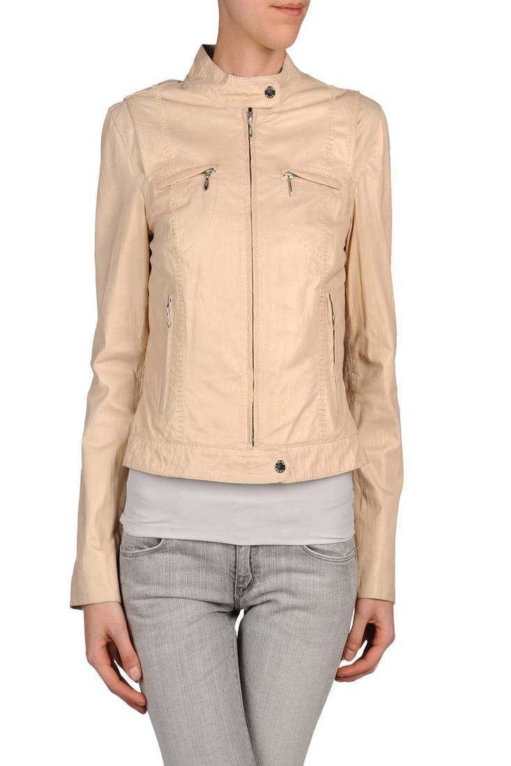 Women's 100% lambskin beige leather jacket motorcycle napa leather jacket-lc-72