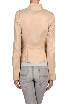 women's beige napa leather biker jacket classic moto zip style 2