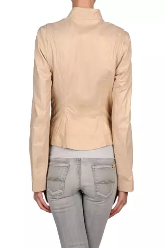 women's beige napa leather biker jacket classic moto zip style