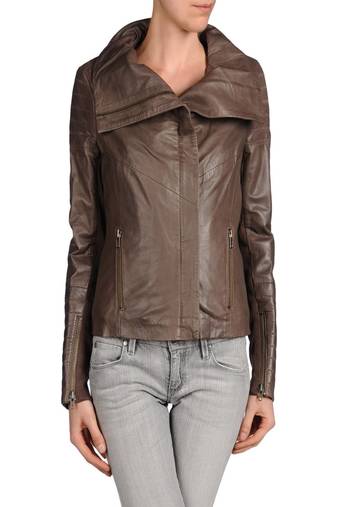 Women's 100% lambskin brown leather jacket motorcycle napa leather jacket-lc-73