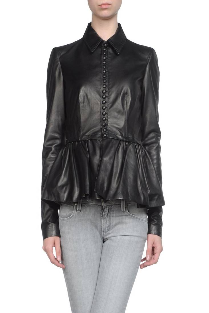 Women's 100% lambskin black leather jacket motorcycle napa leather jacket-lc-74