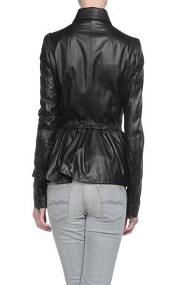 women's black napa leather biker jacket classic moto zip style 2
