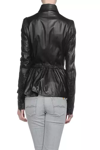 women's black napa leather biker jacket classic moto zip style