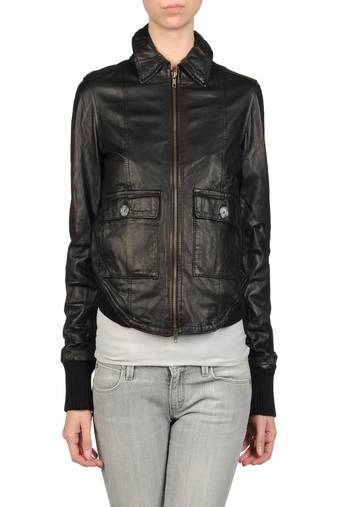 Women's 100% lambskin black leather jacket motorcycle napa leather jacket-lc-75
