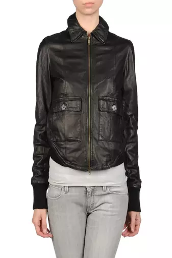 Women's 100% lambskin black leather jacket motorcycle napa leather jacket-lc-75