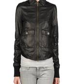 women's black napa leather biker jacket classic moto zip style premium