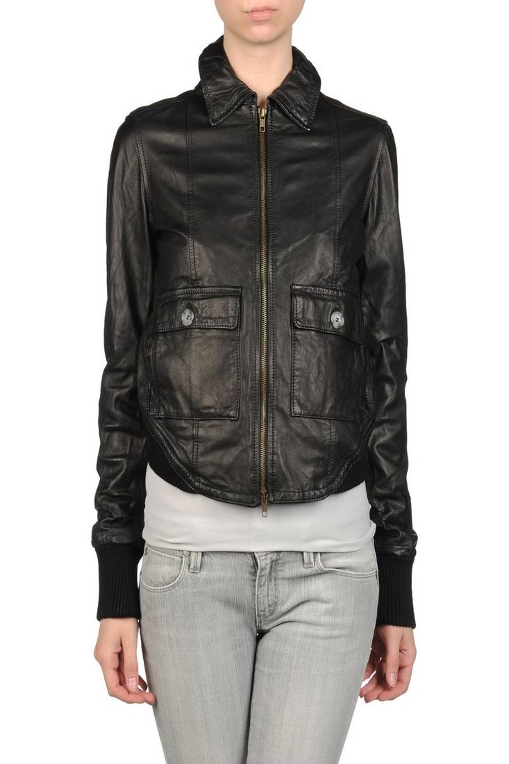 Women's 100% lambskin black leather jacket motorcycle napa leather jacket-lc-75
