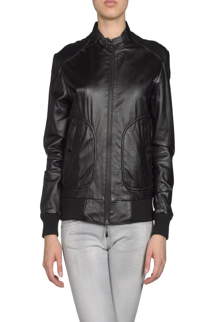 Women's 100% lambskin black leather jacket motorcycle napa leather jacket-lc77