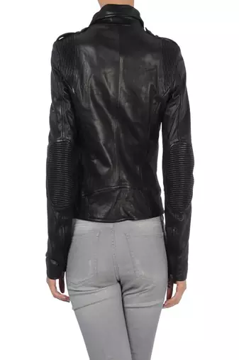 women's black napa leather biker jacket classic moto zip style stylish