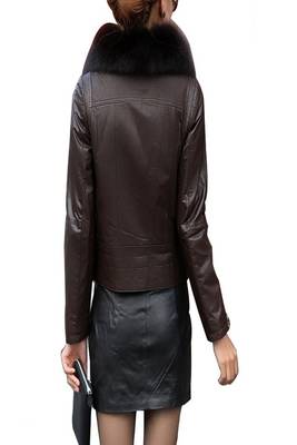 women's black napa leather biker jacket classic moto zip style authentic 4
