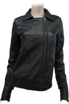 women's black napa leather biker jacket classic moto zip style genuine 1