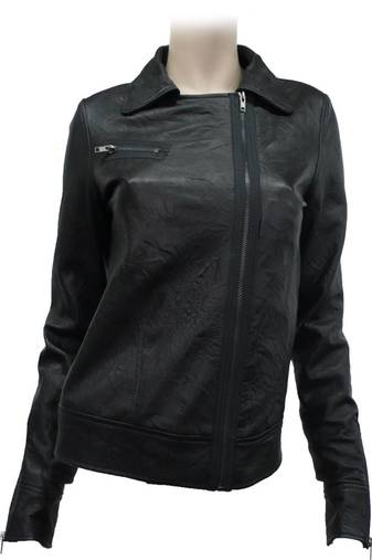 women's black napa leather biker jacket classic moto zip style genuine