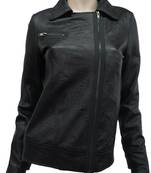 women's black napa leather biker jacket classic moto zip style genuine