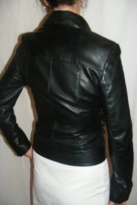 women's black napa leather biker jacket classic moto zip style genuine 4