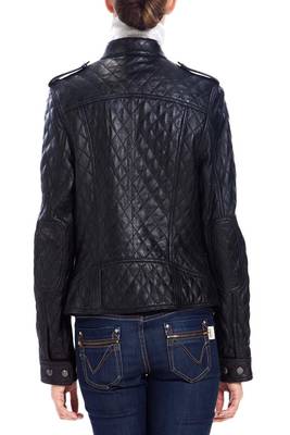 women's black napa leather biker jacket classic moto zip style superior 2