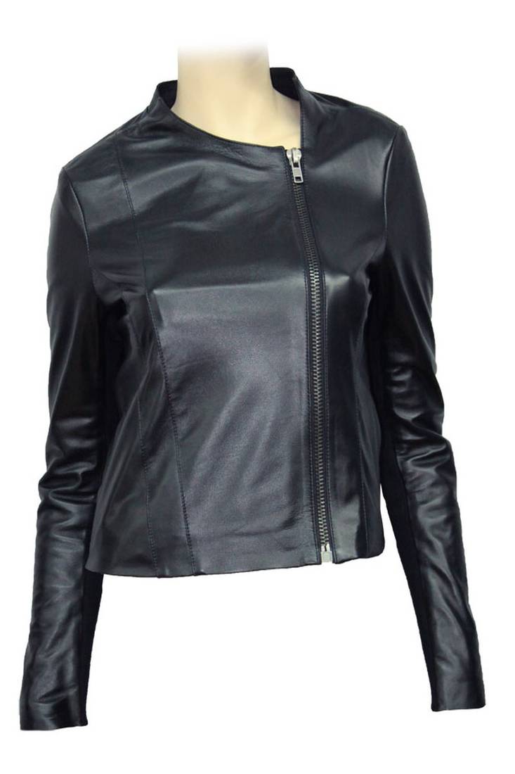 Women's 100% lambskin black leather jacket motorcycle napa leather jacket-lc83