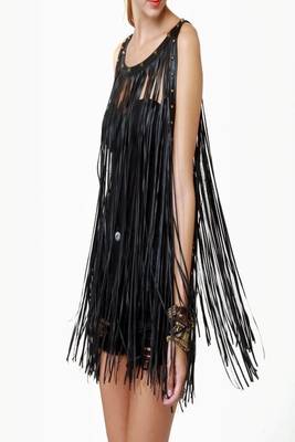 women's black premium lambskin leather jacket fringed western design 3