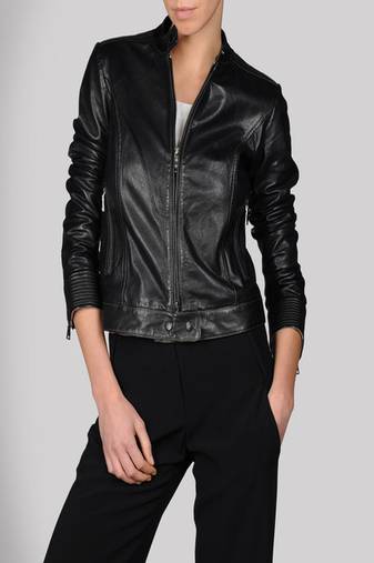women's black napa leather biker jacket classic moto zip style elegant
