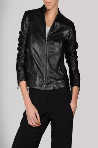Women's 100% lambskin black leather jacket motorcycle napa leather jacket-lc86