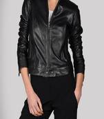 women's black napa leather biker jacket classic moto zip style elegant