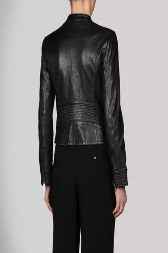 women's black napa leather biker jacket classic moto zip style elegant
