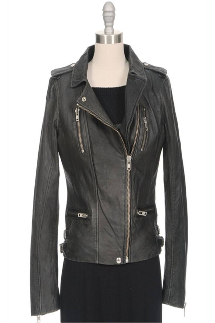 Women's 100% lambskin black leather jacket motorcycle napa leather jacket-lc87