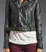 women's black napa leather biker jacket classic moto zip style classic