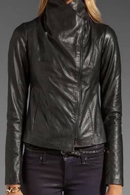 women's genuine lambskin leather biker jacket classic moto zip style 1