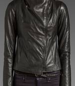 women's genuine lambskin leather biker jacket classic moto zip style