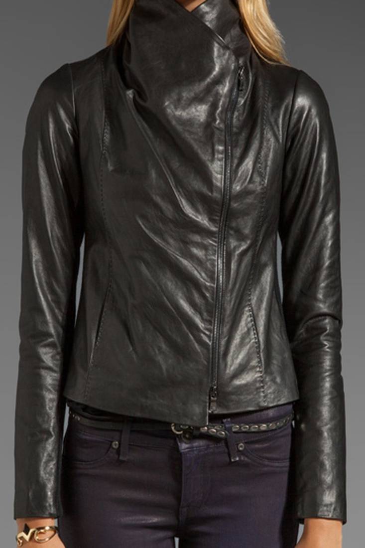 Women’s genuine lambskin leather biker jacket slim fit designer motorcycle jacket-lc91