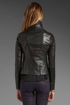 women's genuine lambskin leather biker jacket classic moto zip style 2