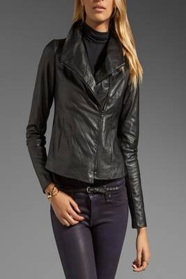 women's genuine lambskin leather biker jacket classic moto zip style 3