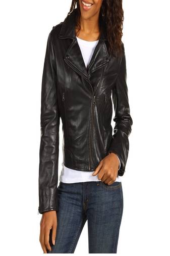 women's genuine lambskin leather biker jacket classic moto zip style stylish