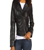 women's genuine lambskin leather biker jacket classic moto zip style stylish