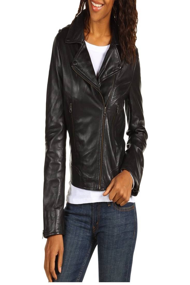 Women’s genuine lambskin leather biker jacket slim fit designer motorcycle jacket-lc95