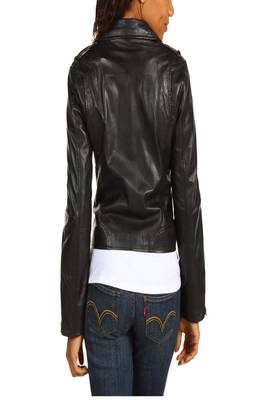 women's genuine lambskin leather biker jacket classic moto zip style stylish 2