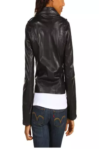 women's genuine lambskin leather biker jacket classic moto zip style stylish