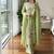 Green chinon readymade suit with embroidery & diamond work