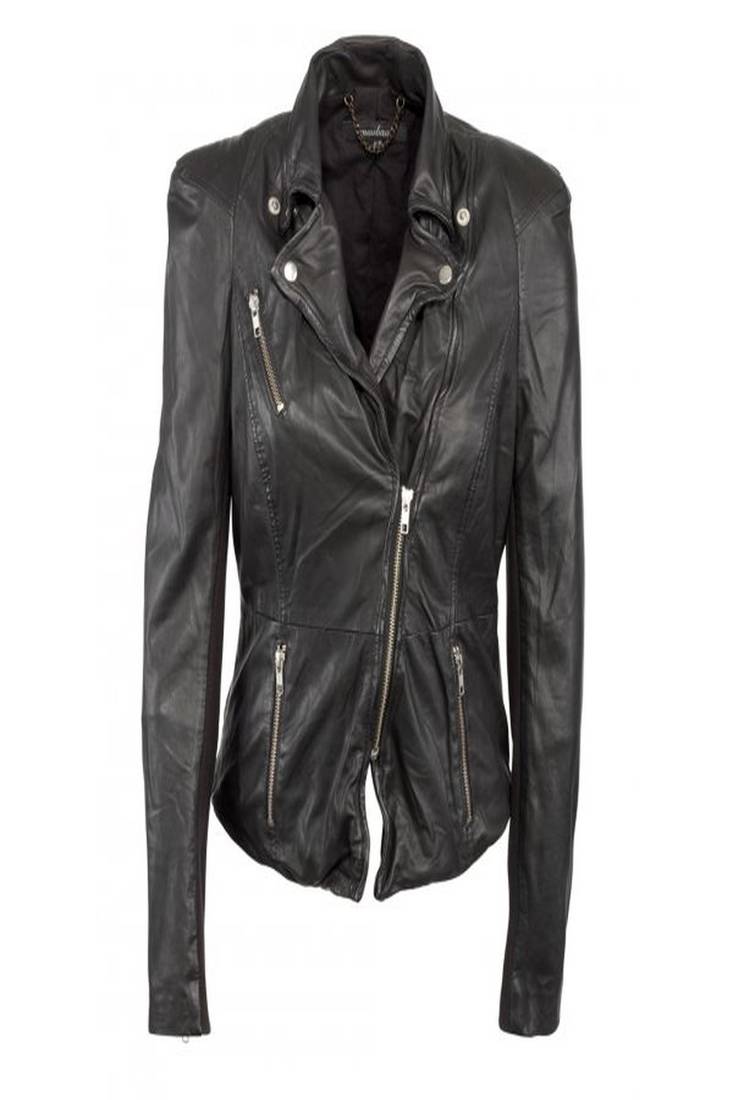 Women black 100% lambskin leather jacket biker motorcycle napa leather jacket-lc-97
