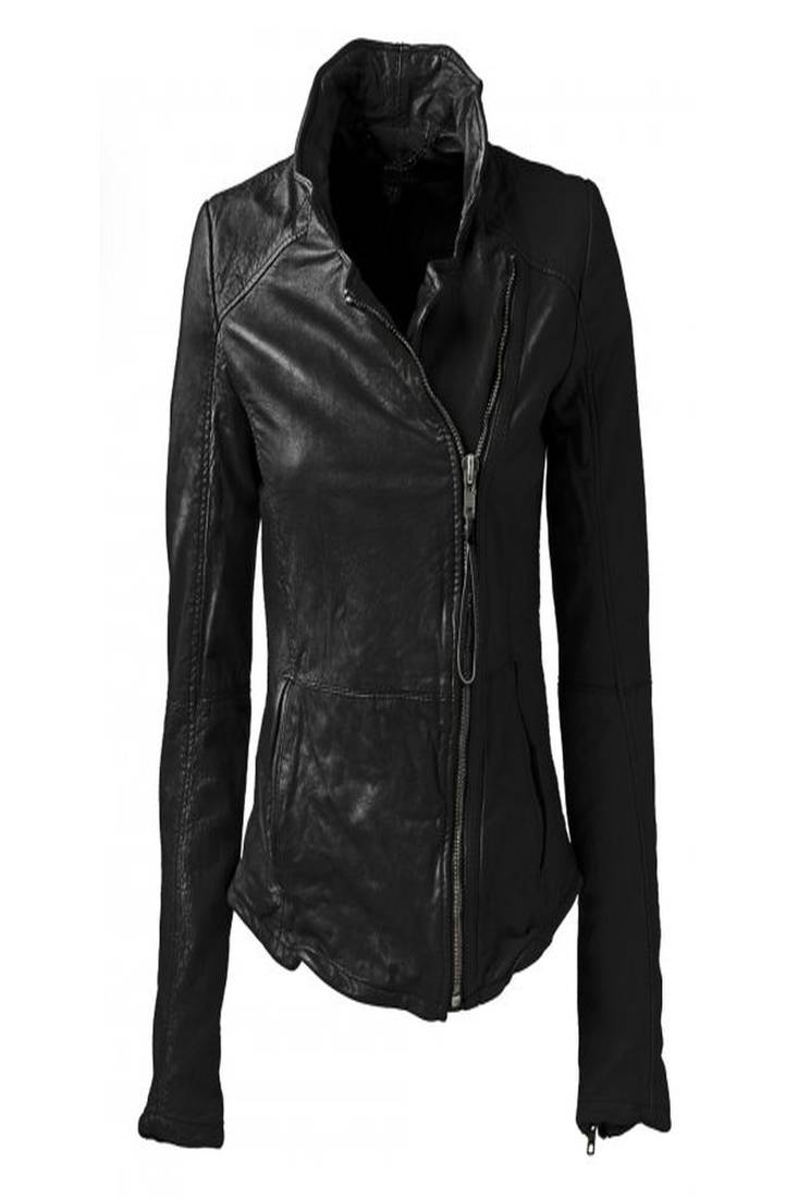 Women black 100% lambskin leather jacket biker motorcycle napa leather jacket-lc-98