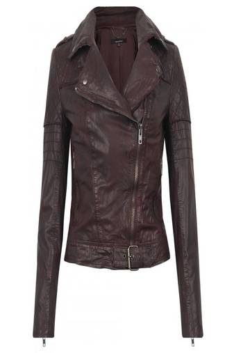 Women brown 100% lambskin leather jacket biker motorcycle napa leather jacket-lc-99
