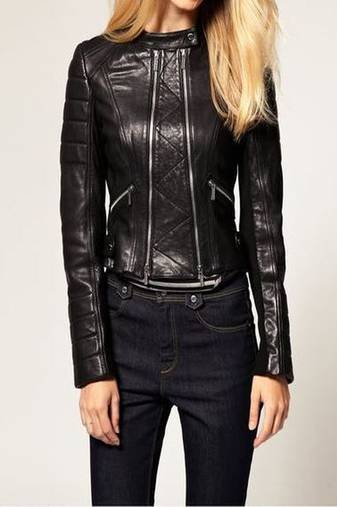 Women black 100% lambskin leather jacket biker motorcycle napa leather jacket-lc-101