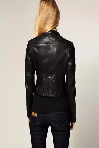 women's black napa leather biker jacket classic moto zip style select